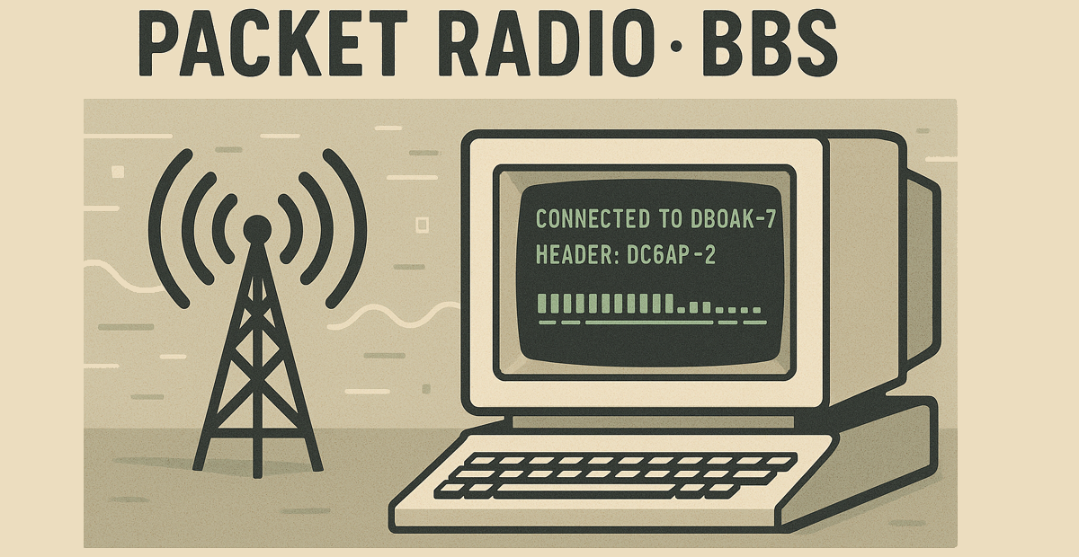 Antenna and a Computer with screen that shows the text "Connected To DB0APK"