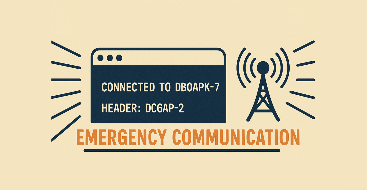 Antenna with Window of an unknown APP and the text "Emergency Communitcation"